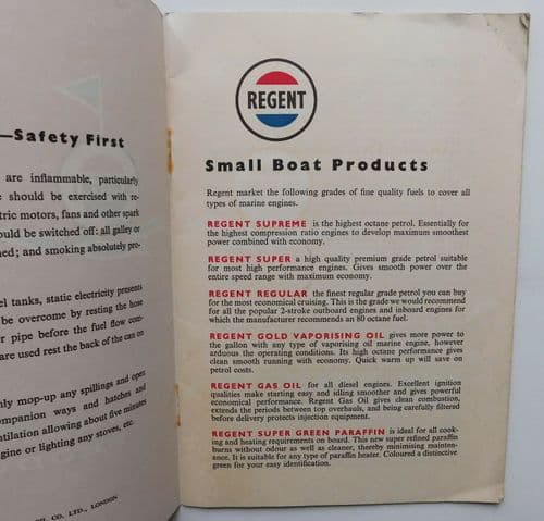 Regent Oil Company small boat products vintage catalogue price list 1950s 1960s